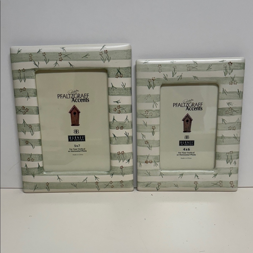Pfaltzgraff Accents Sage Striped Picture Frames